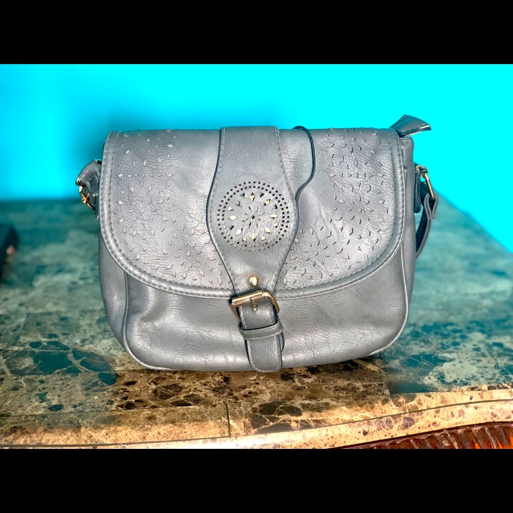 Gray crossbody purse